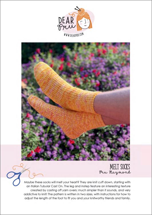 Melt Sock Pattern by Pru Raymond - Digital Knitting Pattern